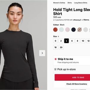 Lululemon hold tight long sleeve shirt